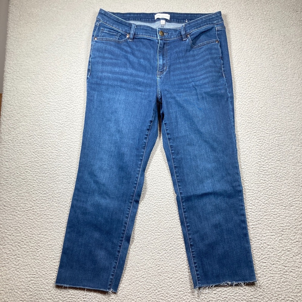 Lane Bryant‎ Jeans Womens 16 Blue Crop Flex Magic Waist Signature Fit Raw Hem